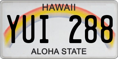 HI license plate YUI288