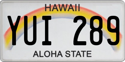 HI license plate YUI289