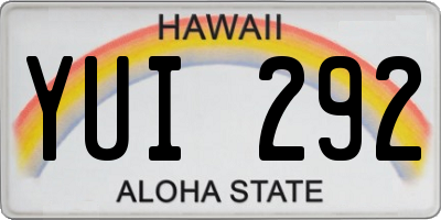 HI license plate YUI292