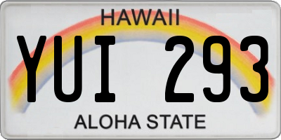 HI license plate YUI293