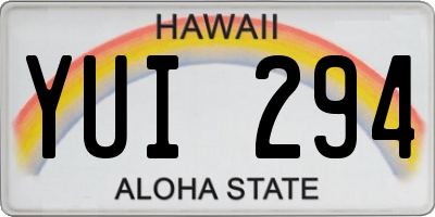 HI license plate YUI294