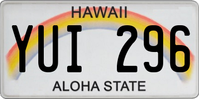 HI license plate YUI296