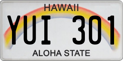 HI license plate YUI301