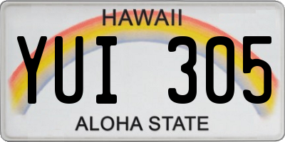 HI license plate YUI305