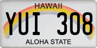 HI license plate YUI308