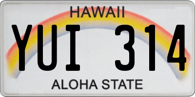 HI license plate YUI314