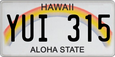 HI license plate YUI315