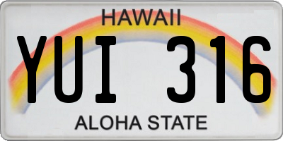 HI license plate YUI316