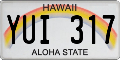 HI license plate YUI317