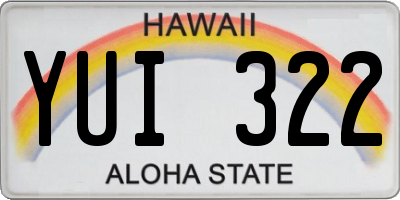 HI license plate YUI322