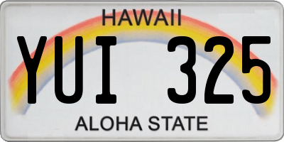 HI license plate YUI325