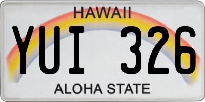 HI license plate YUI326