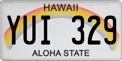 HI license plate YUI329