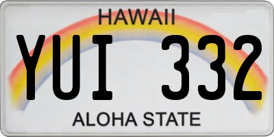 HI license plate YUI332