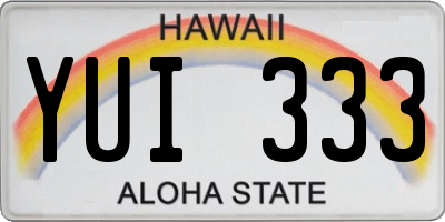HI license plate YUI333