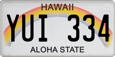 HI license plate YUI334