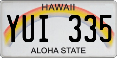 HI license plate YUI335
