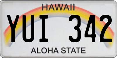 HI license plate YUI342