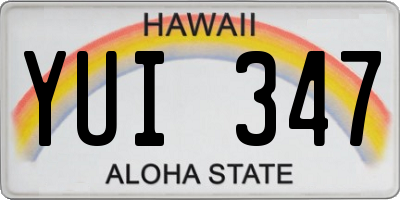 HI license plate YUI347