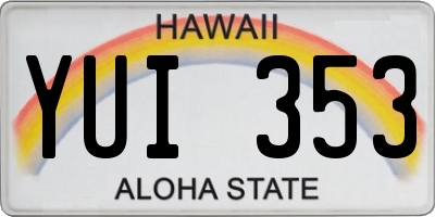 HI license plate YUI353