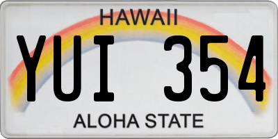 HI license plate YUI354