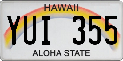 HI license plate YUI355