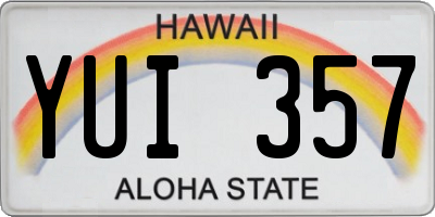 HI license plate YUI357