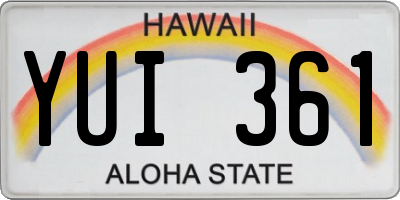 HI license plate YUI361