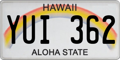 HI license plate YUI362