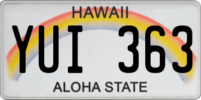 HI license plate YUI363