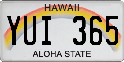 HI license plate YUI365