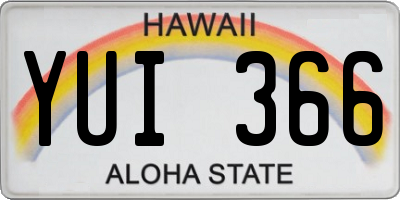 HI license plate YUI366