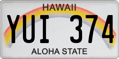 HI license plate YUI374