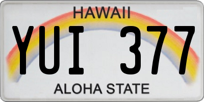 HI license plate YUI377
