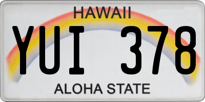 HI license plate YUI378