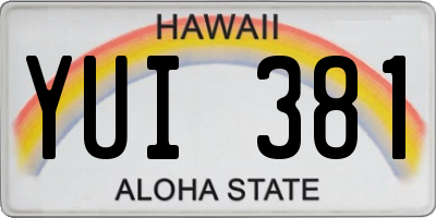 HI license plate YUI381