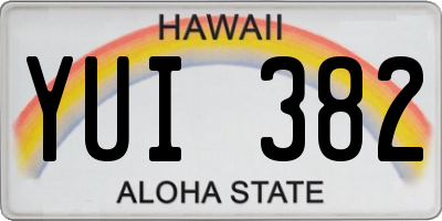 HI license plate YUI382