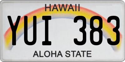 HI license plate YUI383