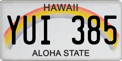 HI license plate YUI385