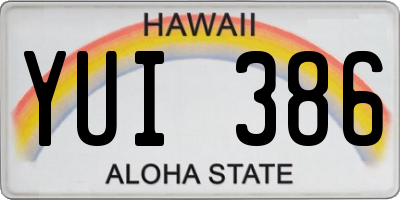 HI license plate YUI386