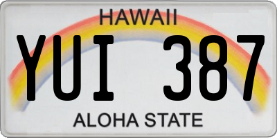 HI license plate YUI387