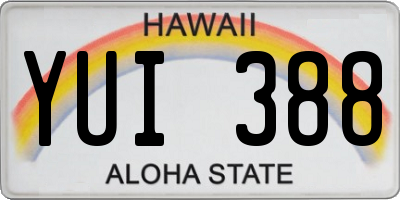 HI license plate YUI388
