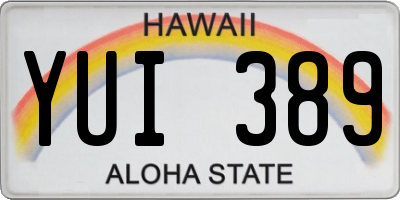 HI license plate YUI389