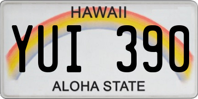HI license plate YUI390