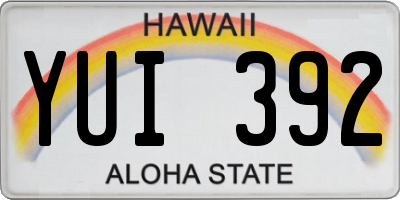 HI license plate YUI392