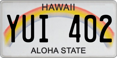 HI license plate YUI402