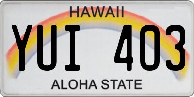 HI license plate YUI403