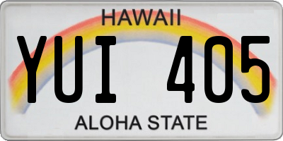 HI license plate YUI405