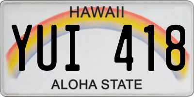 HI license plate YUI418