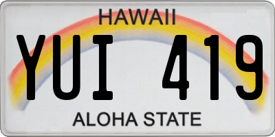 HI license plate YUI419